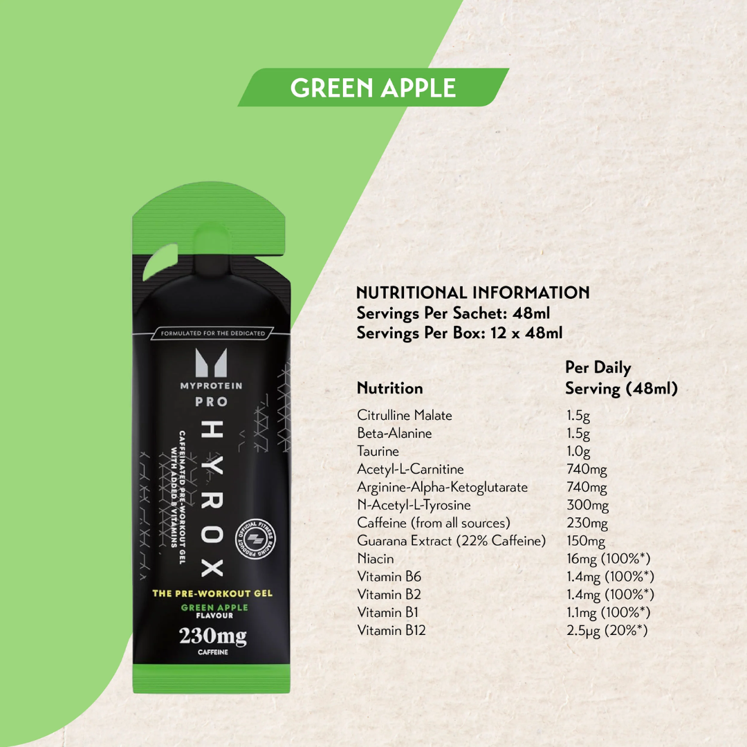 MyProtein THE Pre Workout Gel (HYROX Edition) 12 x 50g Green Apple