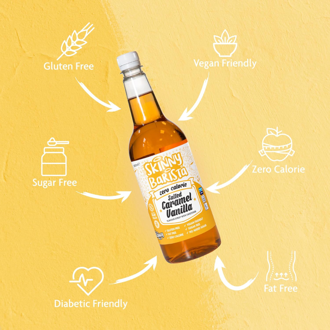The Skinny Food Co Skinny Barista Zero Calorie Coffee Syrup 1000ml Salted Caramel Vanilla