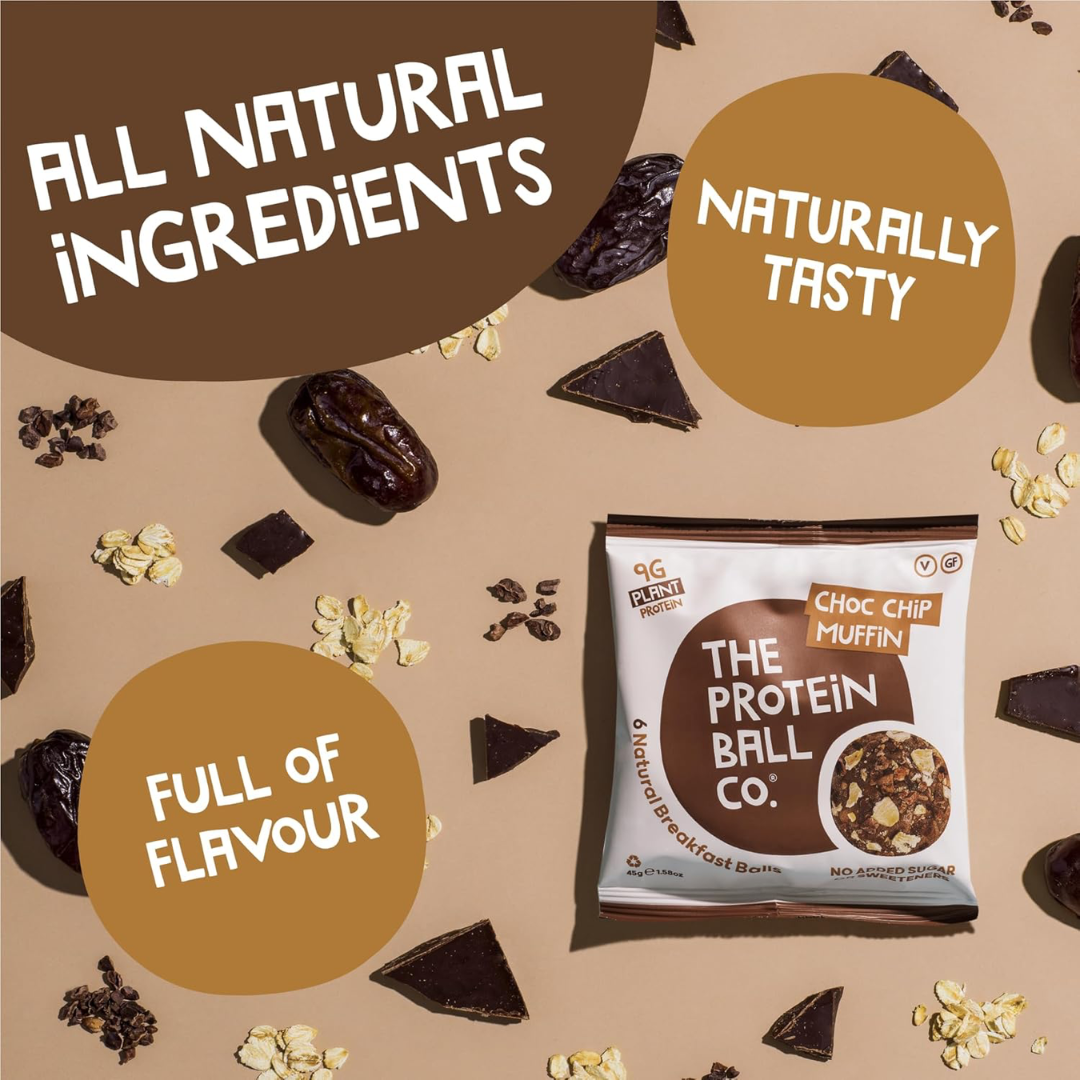 The Protein Ball Co Breakfast To-Go Protein + Vitamin Balls 10x46g Choc Chip Muffin