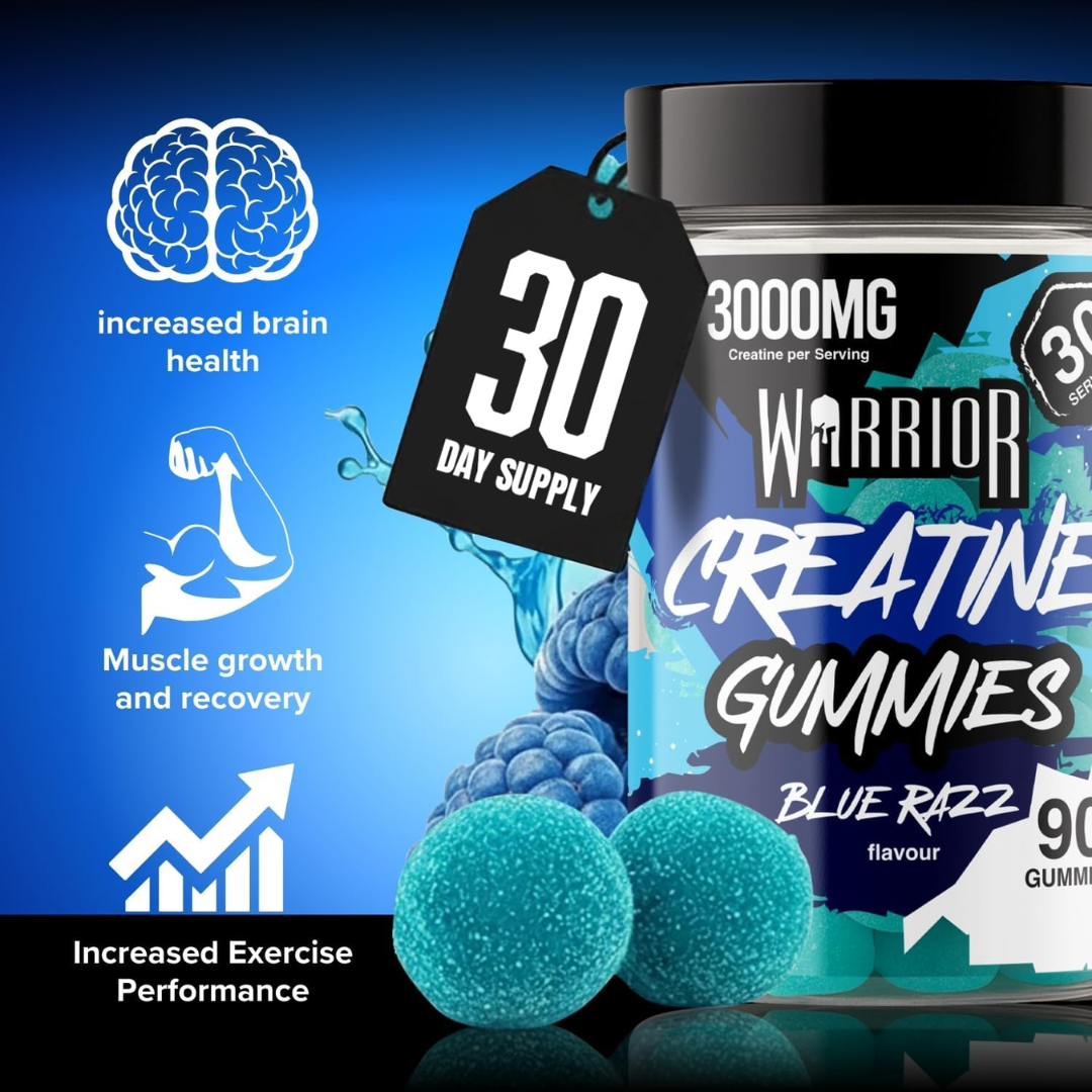 Warrior Creatine Gummies 90 Tabs Blue Razz