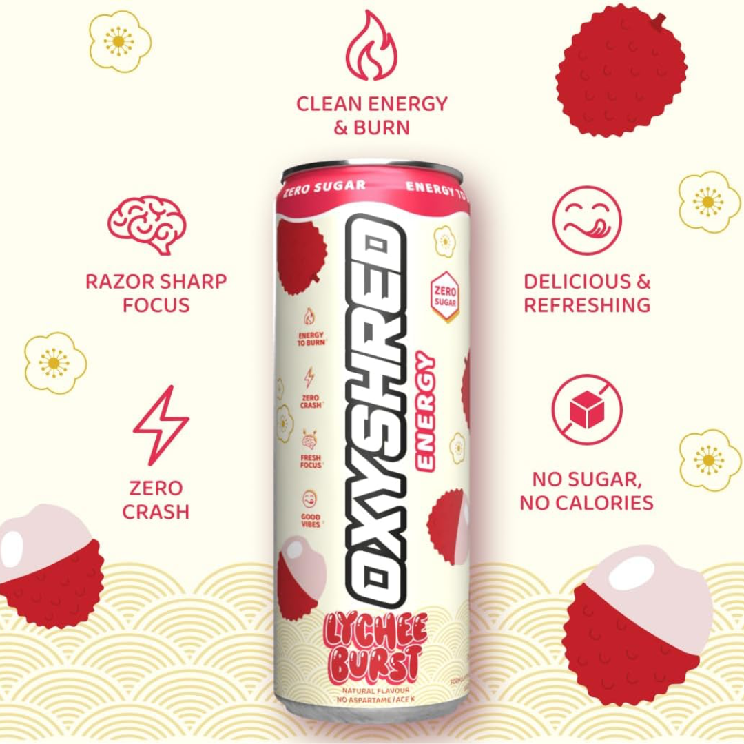 EHP Labs OxyShred Ultra Energy Drink RTD 12x355ml Lychee Burst