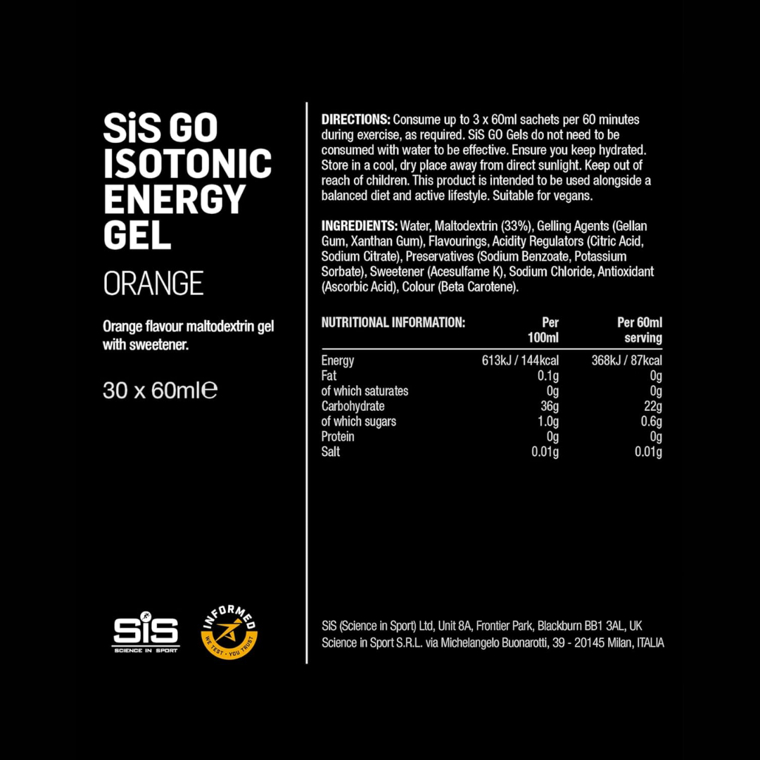 SIS Isotonic Gels 30x60ml Orange