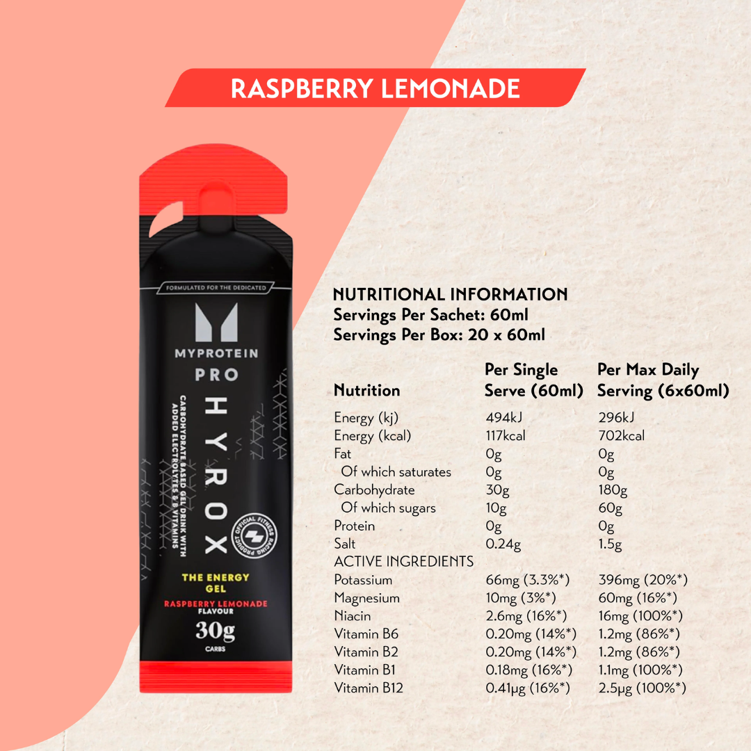 MyProtein THE Energy Gel (HYROX Edition) 20 x 70g Raspberry Lemonade
