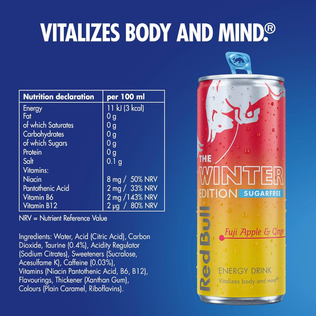 Red Bull Sugar Free 12x355ml Fuji Apple & Ginger