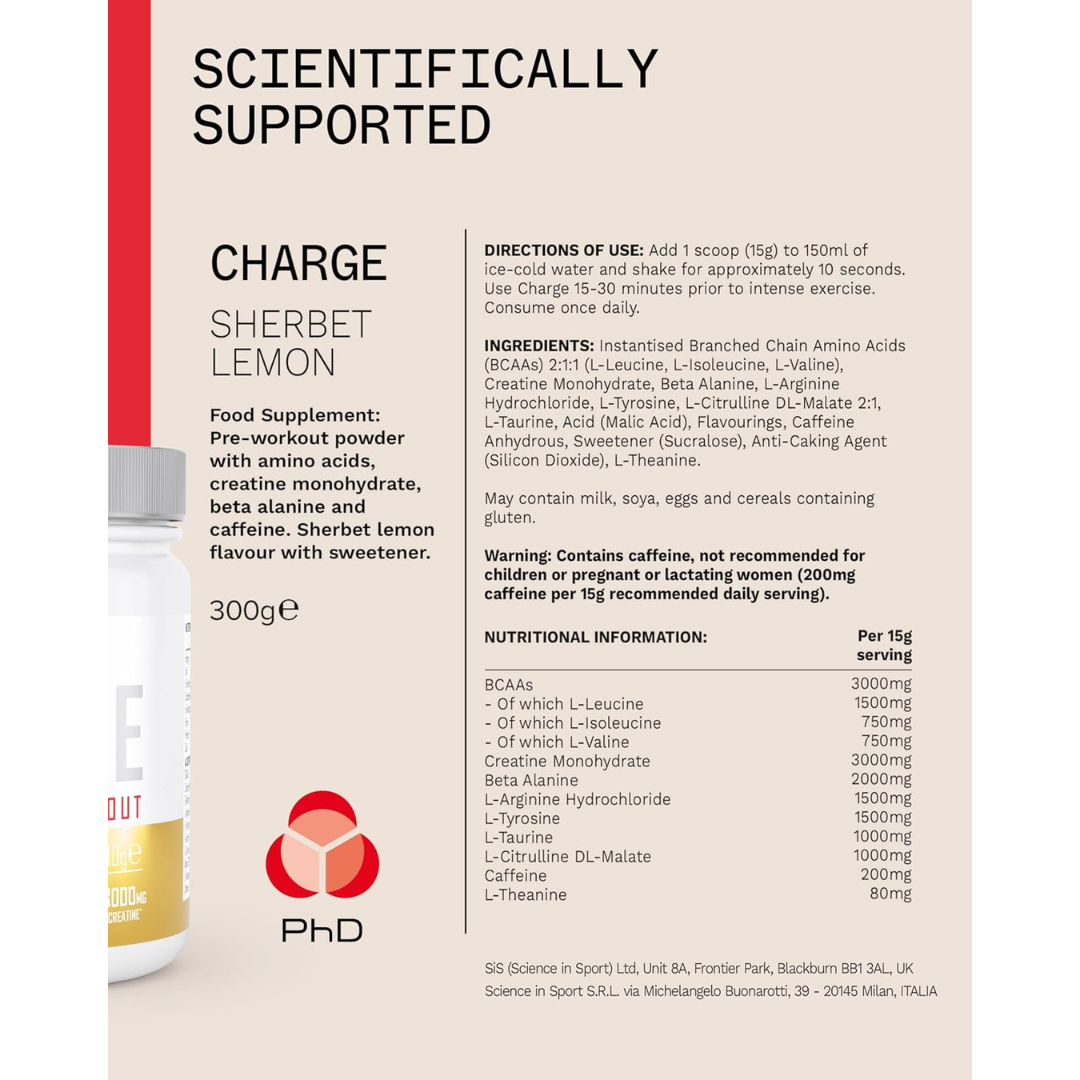 PhD Nutrition Powder Pre Wkt Charge 300g Sherbet Lemon