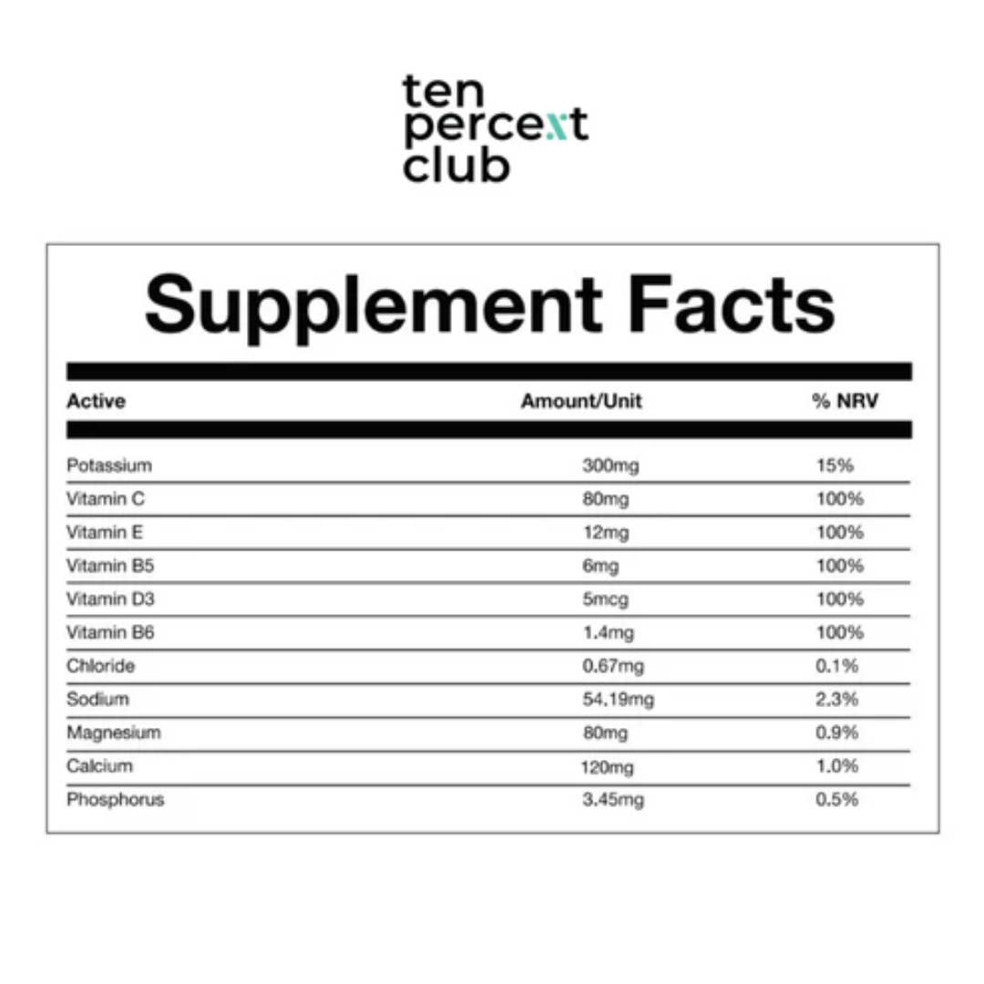 The Ten Percent Club Electrolytes - Citrus 28 Sachets