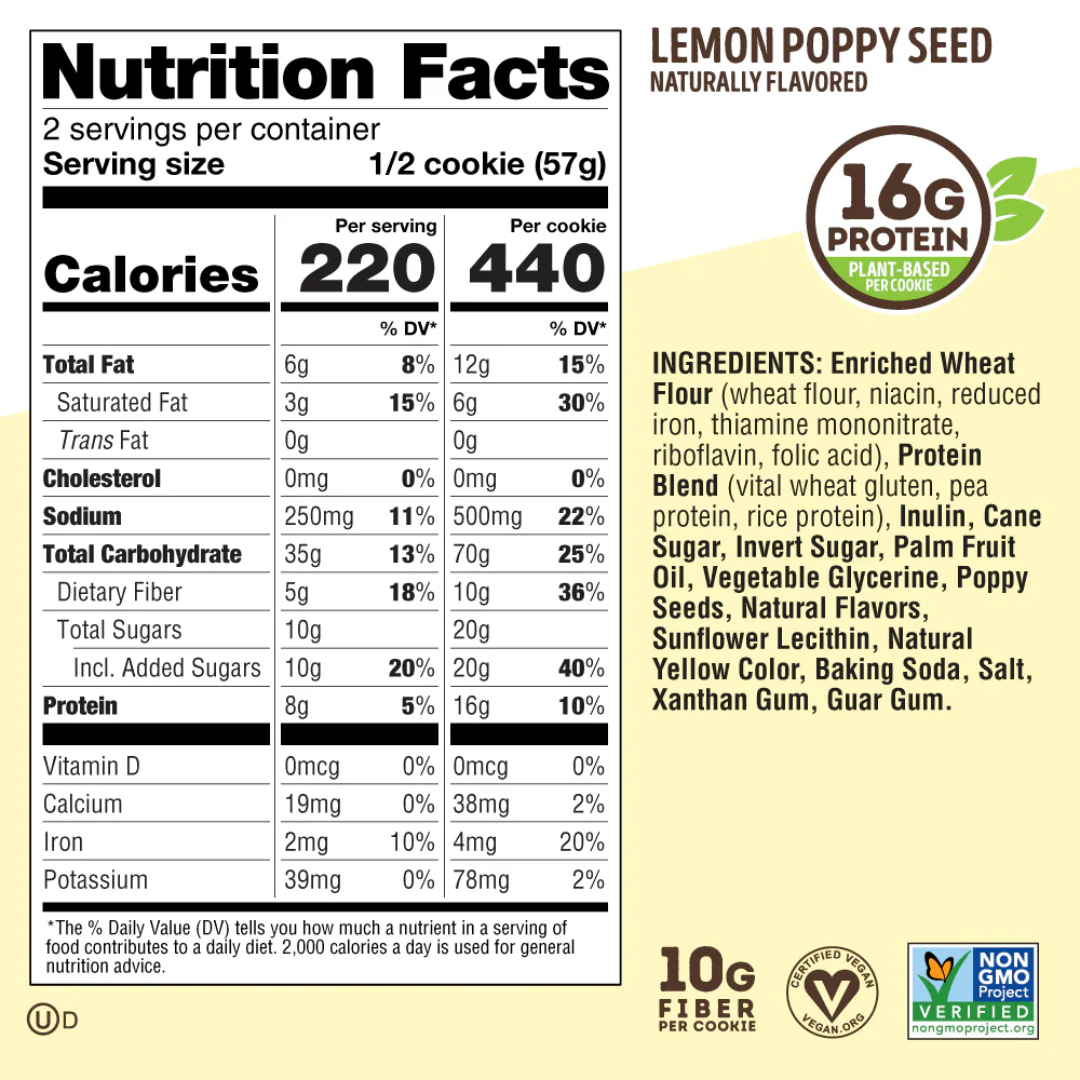 Lenny & Larry's The Complete Cookie 12x113g Lemon Poppy Seed