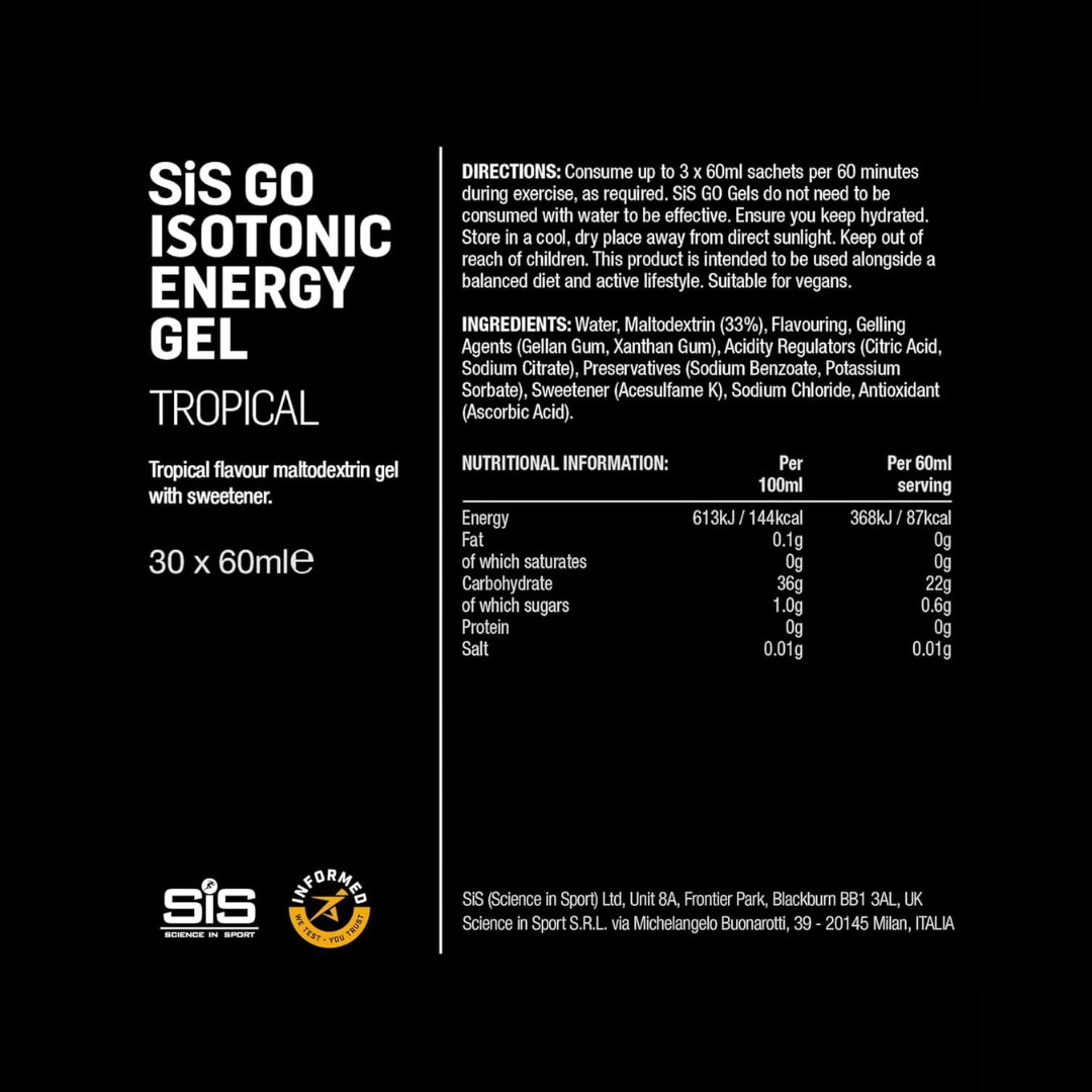 SIS Isotonic Gels 30x60ml Tropical