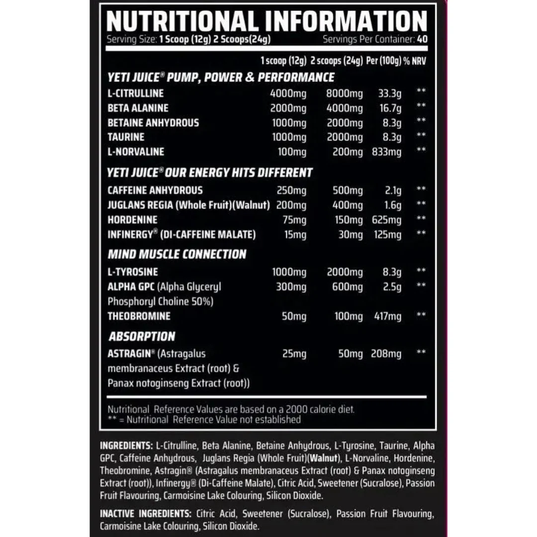 Gorillalpha Yeti Juice 480g Ultra Orange Lemonade