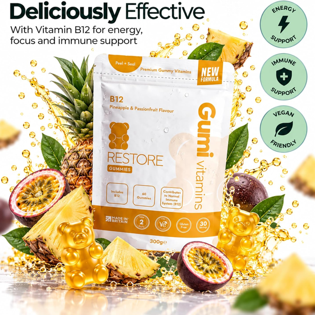 Gumi Vitamins RESTORE - B12 Gummies 300g Pineapple & Passionfruit