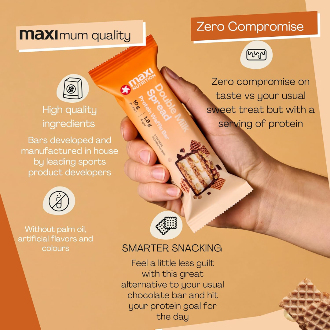 MaxiNutrition Protein Waffle Bar 12x40g Double Milk