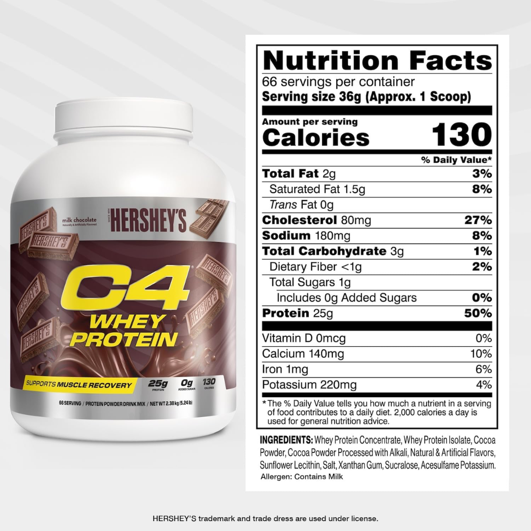 Cellucor C4 Whey Protein 46 Servings - Hersheys Milk Choc