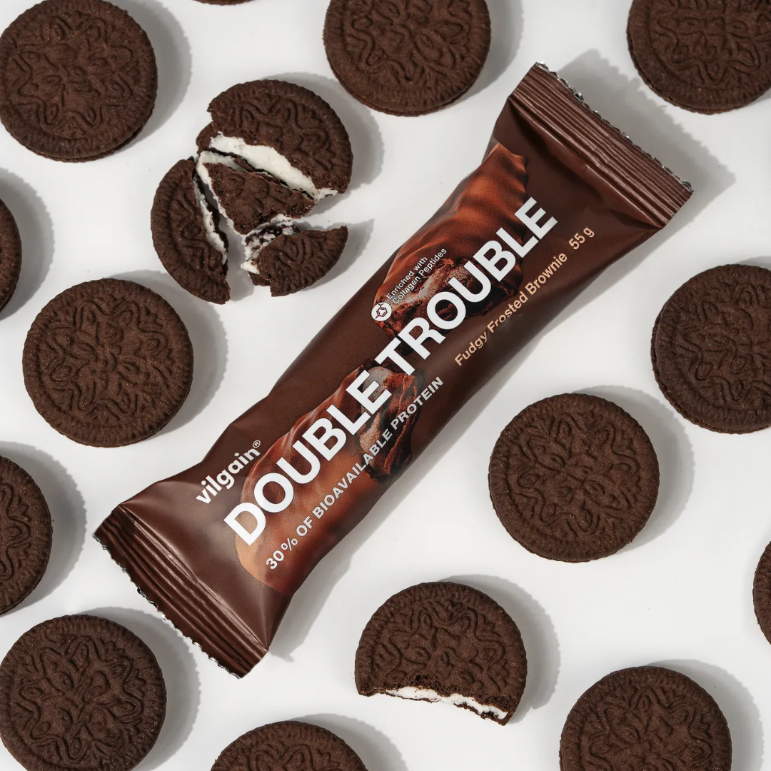 Vilgain Double Trouble Protein Bar 12x55g Fudgy Frosted Brownie