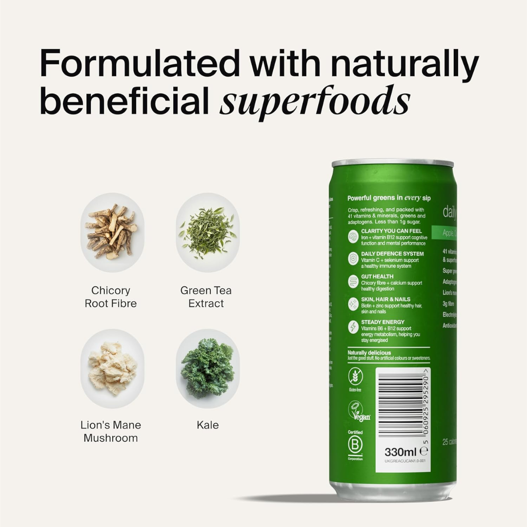 Huel Daily Greens RTD 12x330ml Apple, Cucumber & Mint