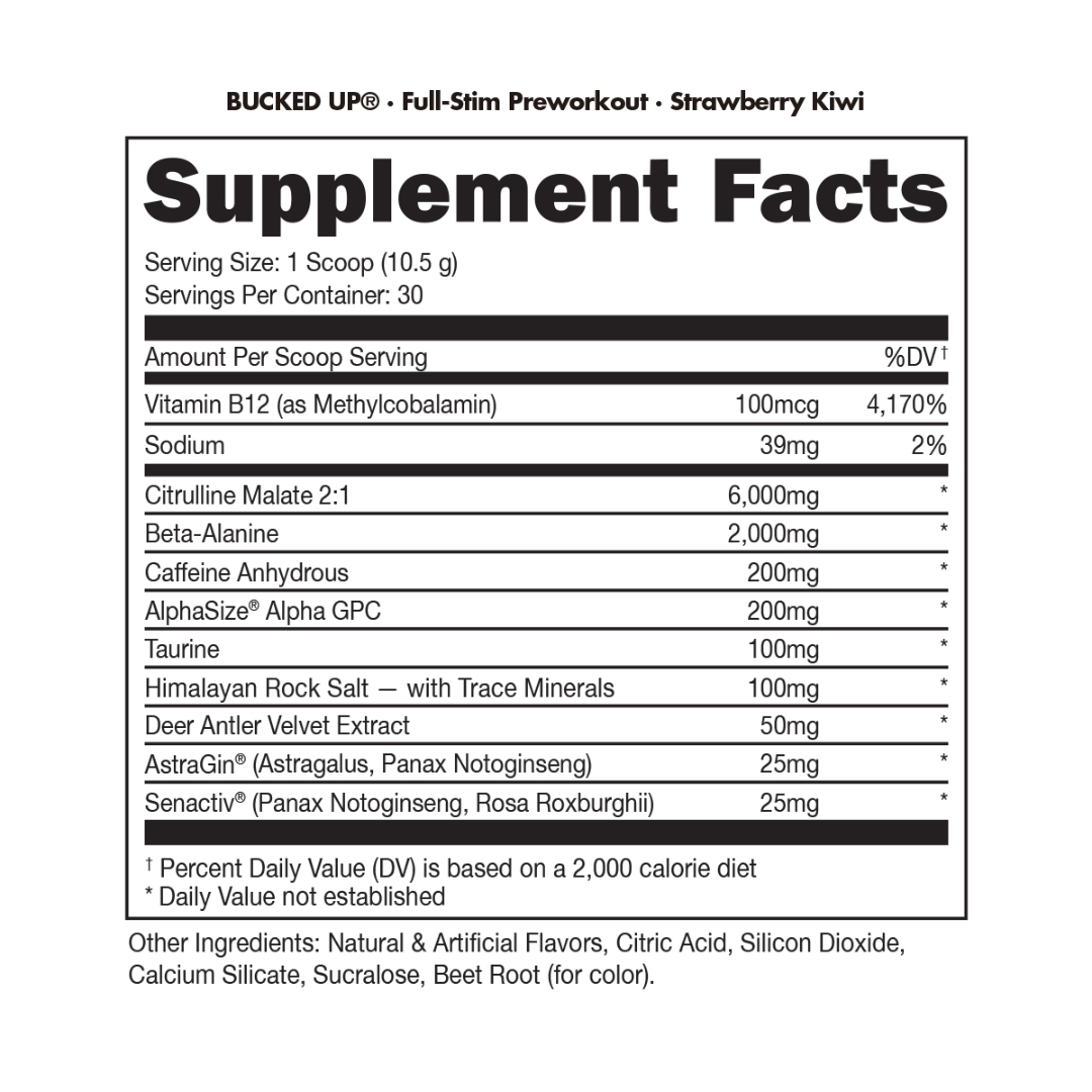 Bucked Up 280g 25 Servings - Strawberry Kiwi