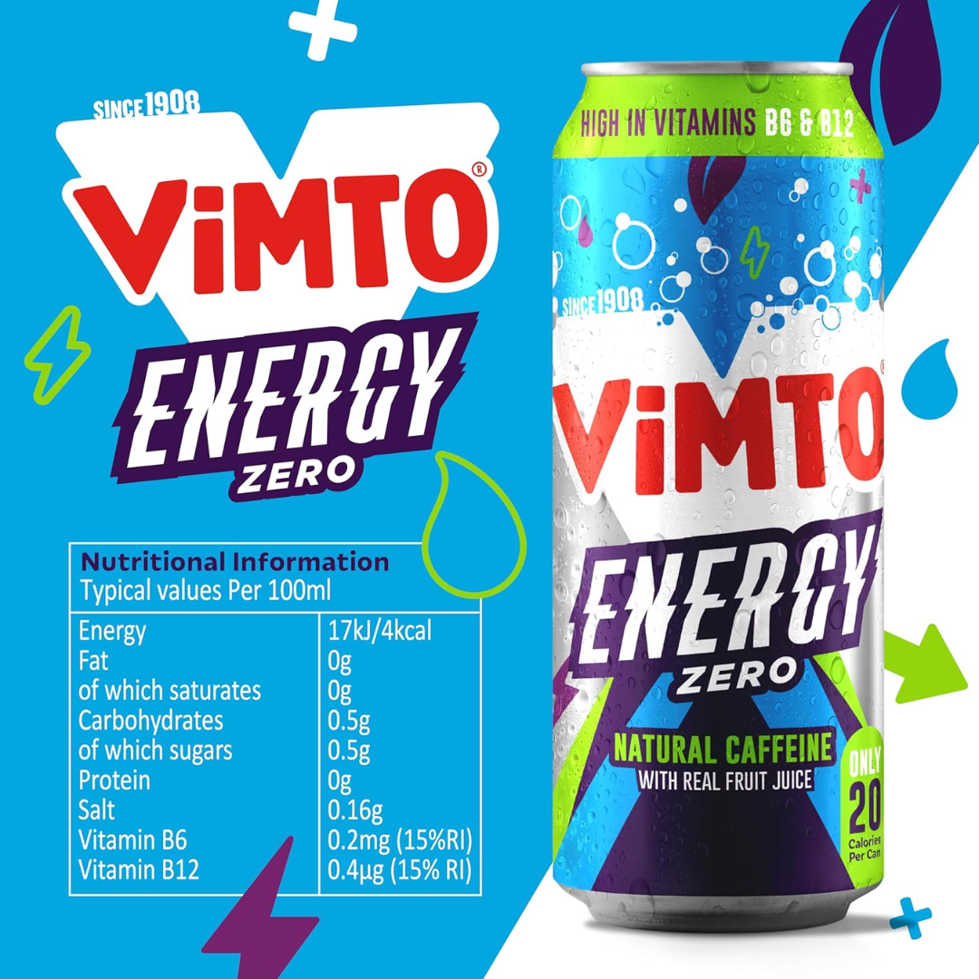Vimto Energy No Added Sugar 12x500ml