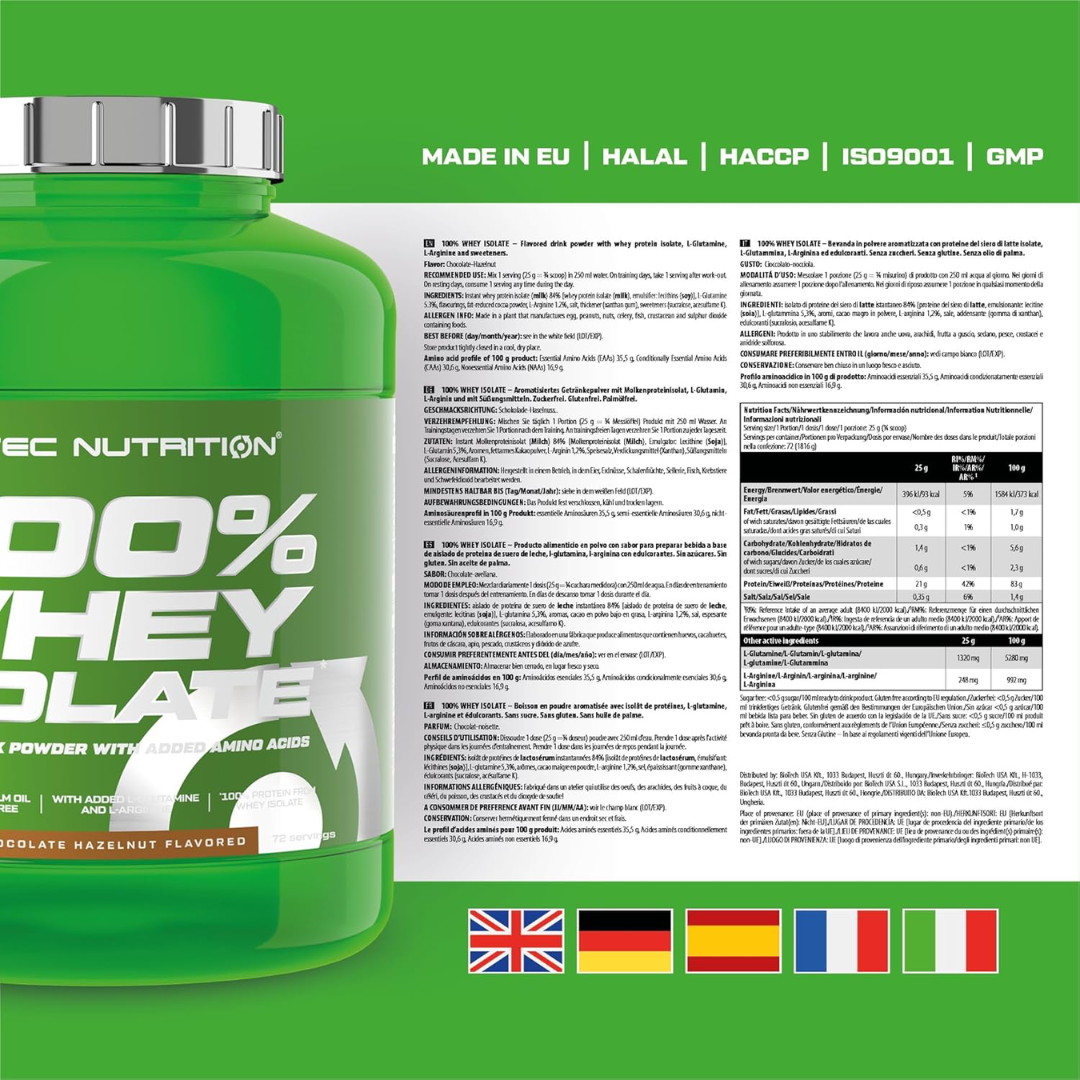 Scitec Nutrition 100% Whey Isolate 1816g Chocolate Hazelnut