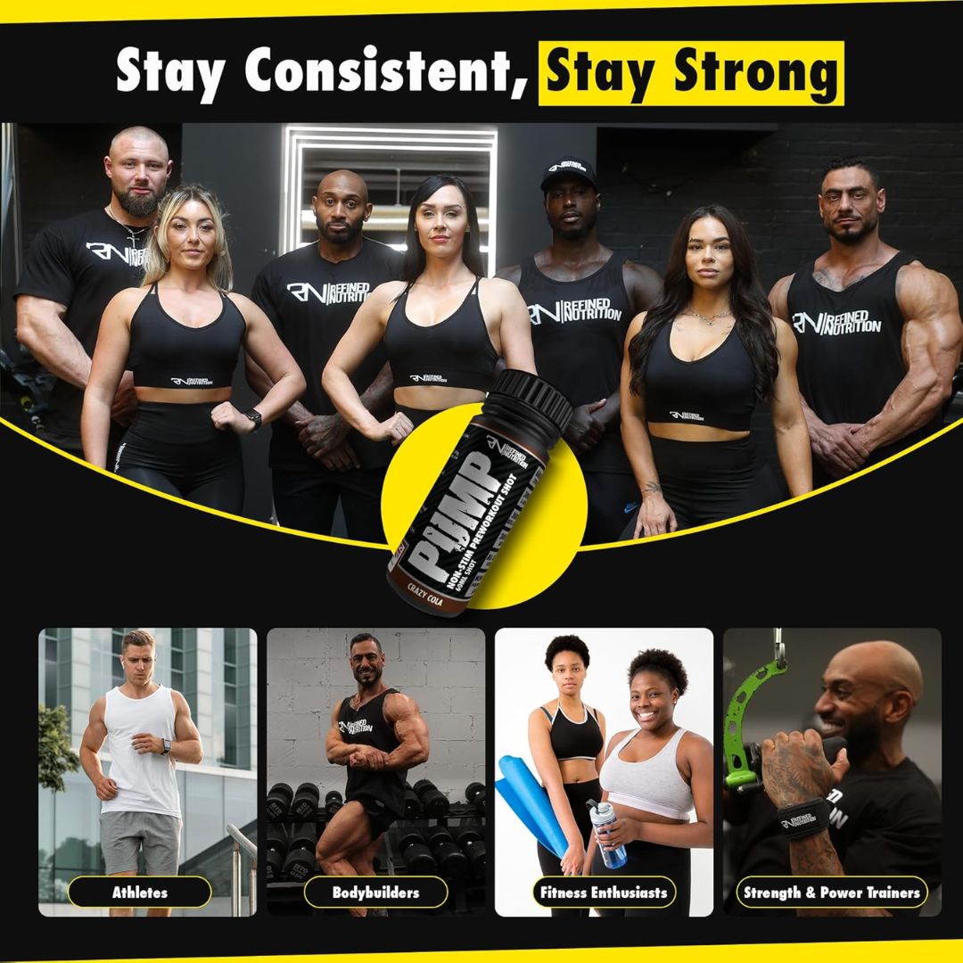 Refined Nutrition PUMP Non-Stim Pre-workout Shots 12x60ml Crazy Cola
