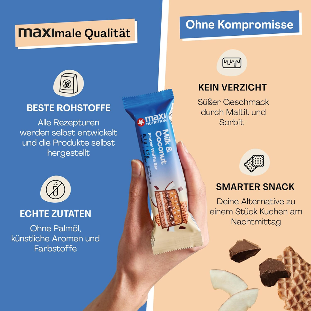 MaxiNutrition Protein Waffle Bar 12x40g Milk & Coconut