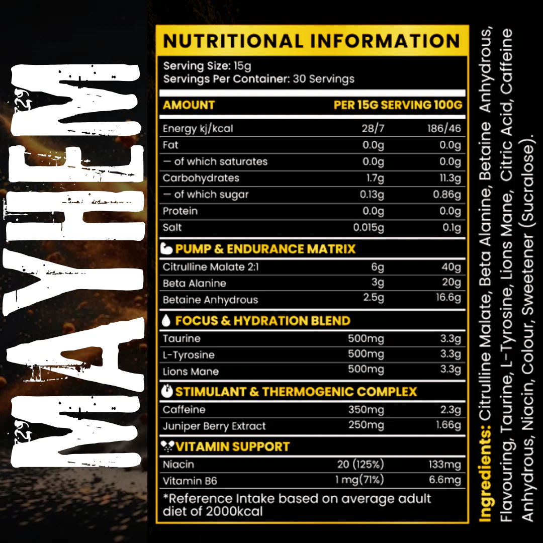 SWOLE Lifestyle MAYHEM Pre Workout 450g Tropical