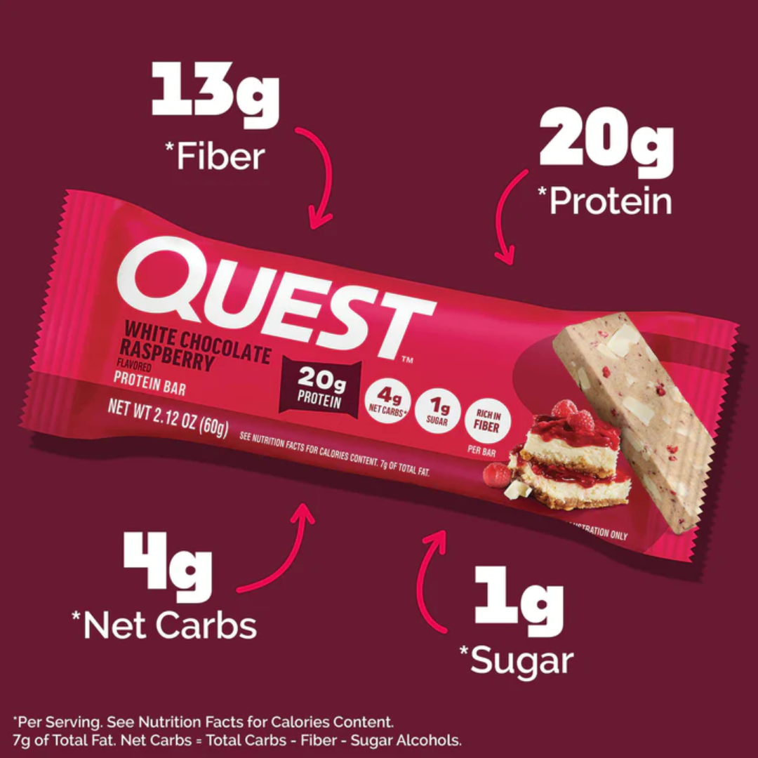 Quest Nutrition Bar 12x60g White Chocolate Raspberry