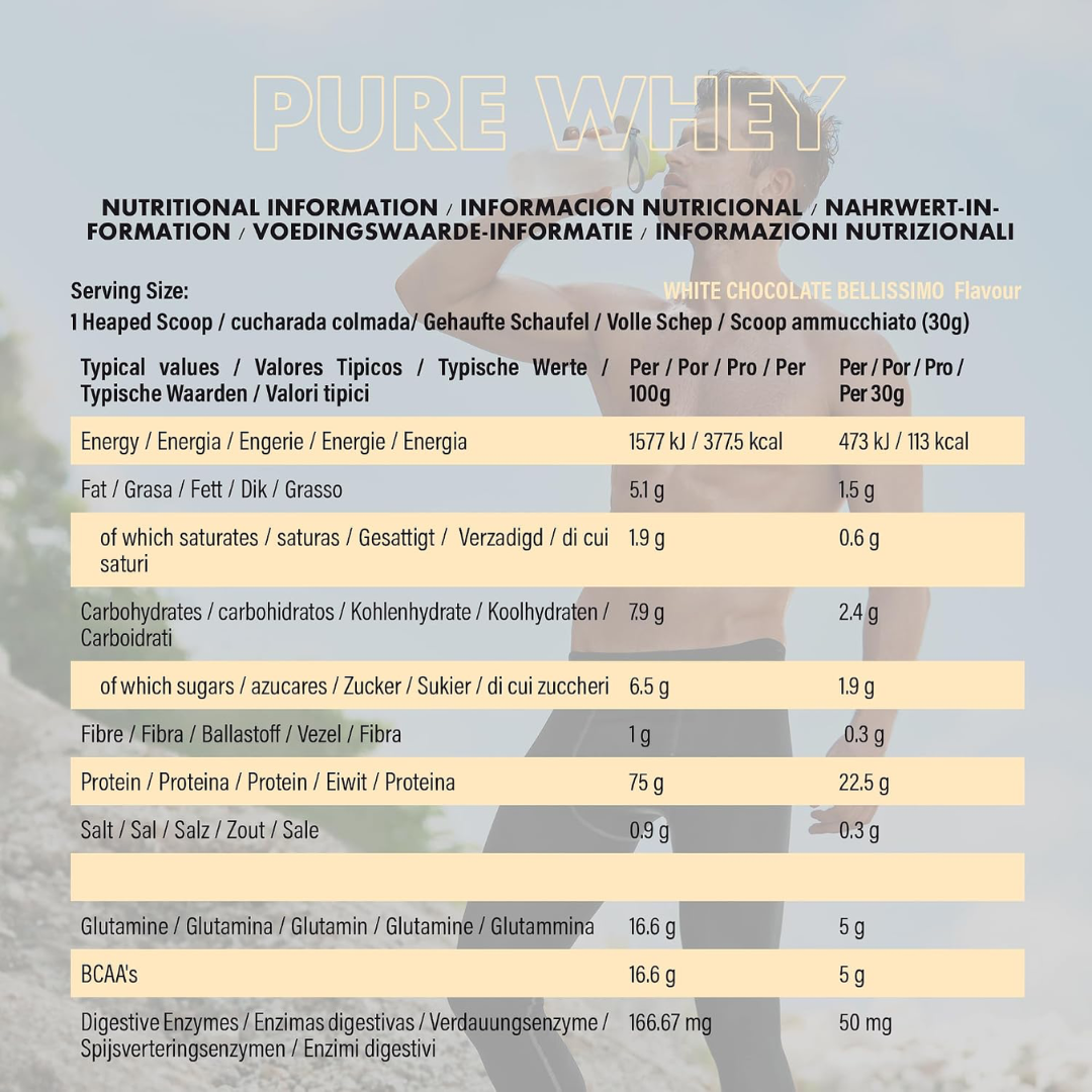 NXT Nutrition Pure Whey Deluxe 510g White Chocolate Bellissimo