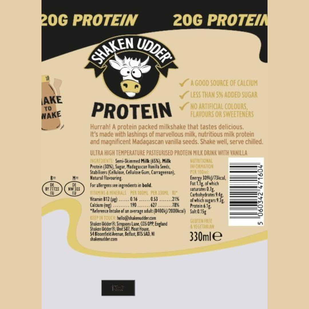 Shaken Udder Protein Milkshake 8x330ml Vanilla