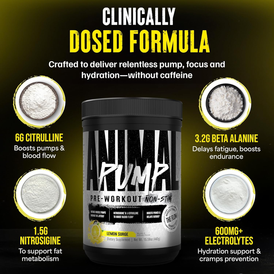 Animal Pump Non Stim 442g Lemon Surge