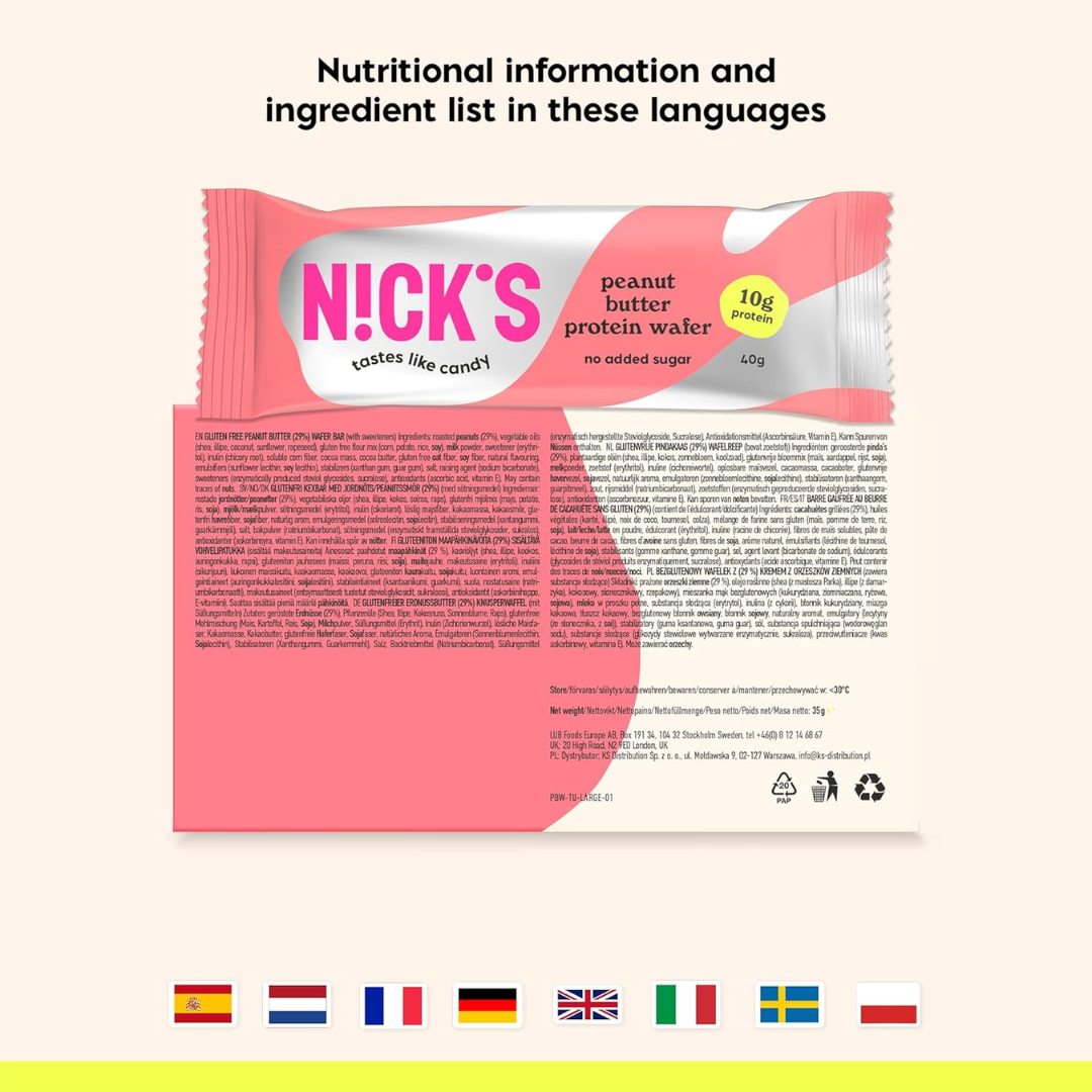 NICK'S Protein Wafer 24x40g Peanut Butter
