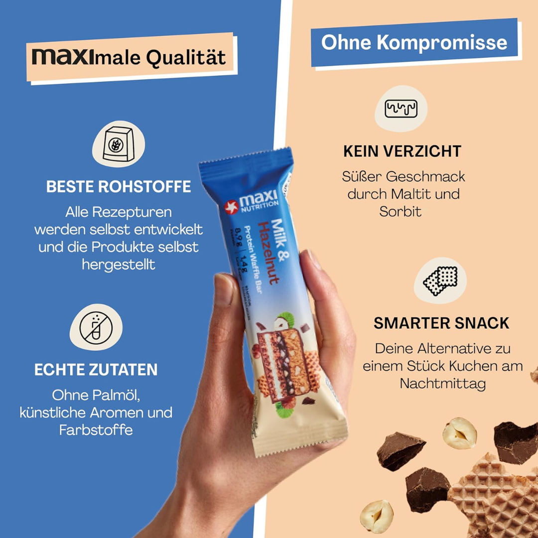 MaxiNutrition Protein Waffle Bar 12x40g Milk & Hazelnut
