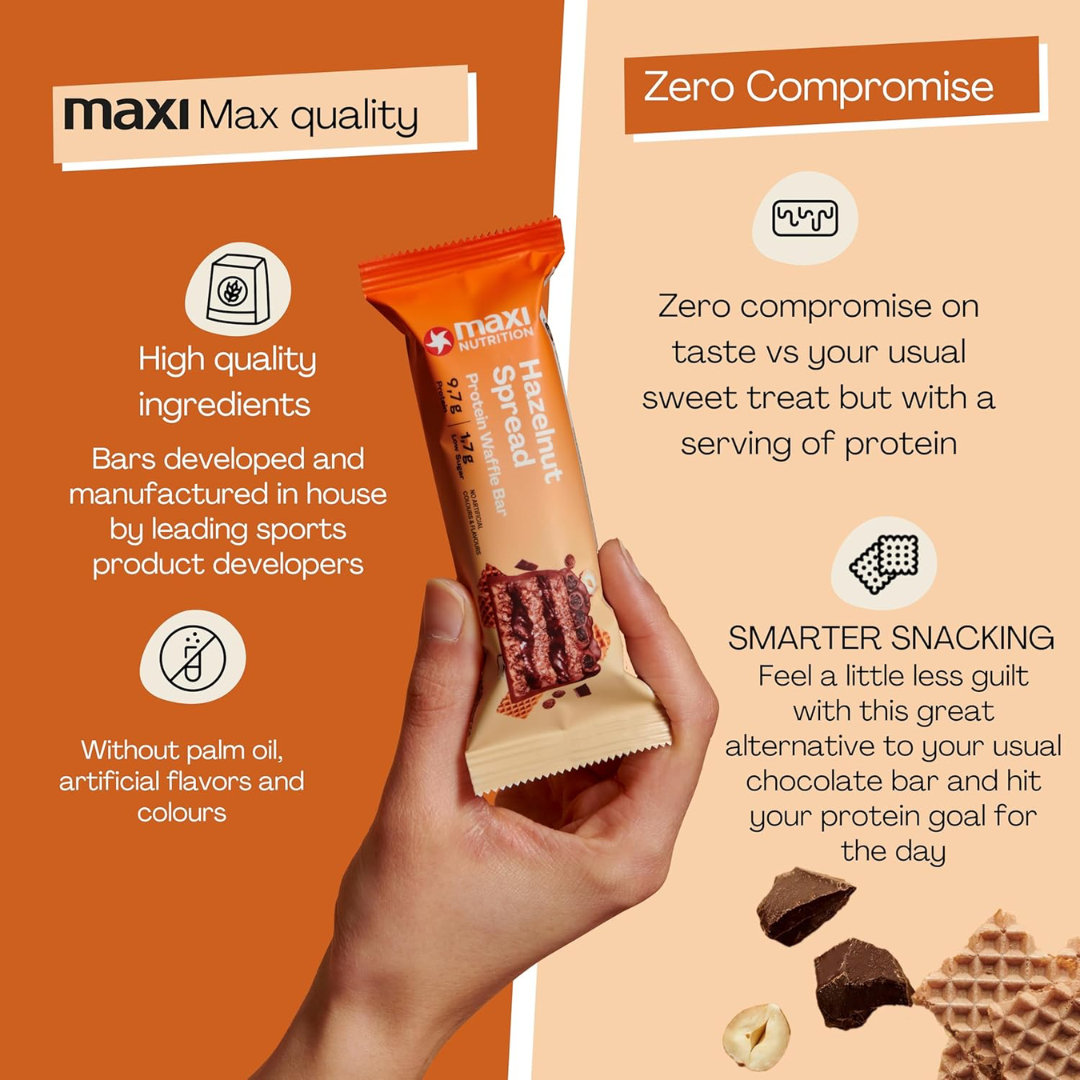 MaxiNutrition Protein Waffle Bar 12x40g Hazelnut Spread