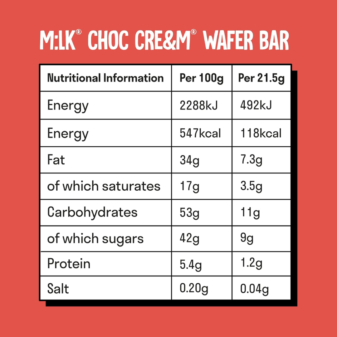 LoveRaw Vegan Cre&m Filled Wafer Bar 12x43g M:lk Choc