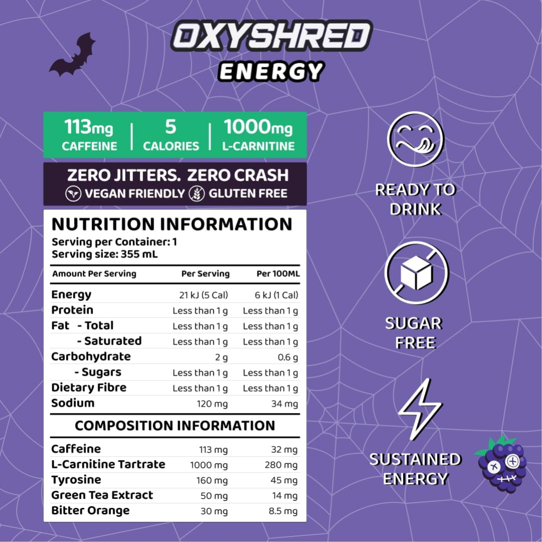 EHP Labs OxyShred Ultra Energy Drink RTD 12x355ml Voodoo Blackberry