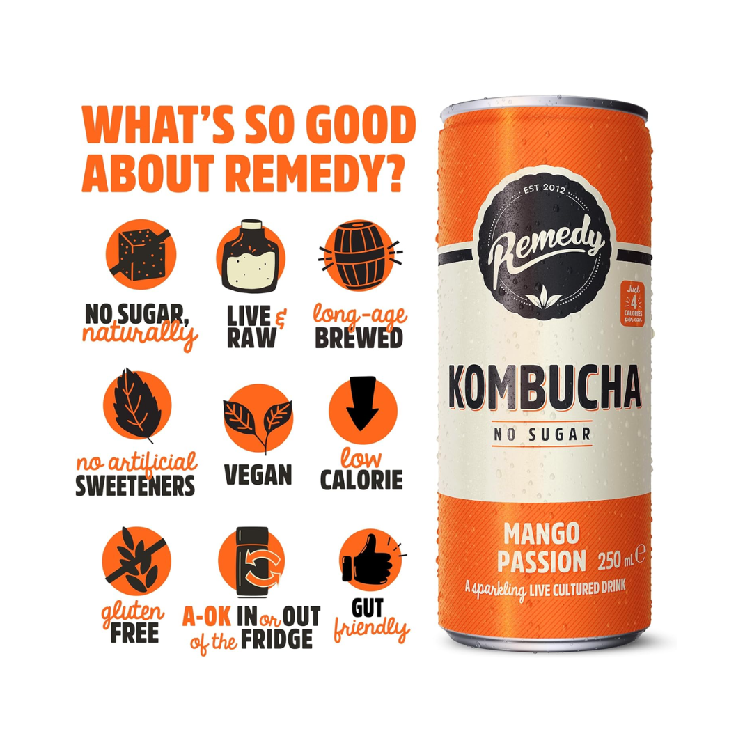 Remedy Kombucha 12x250ml Mango Passion