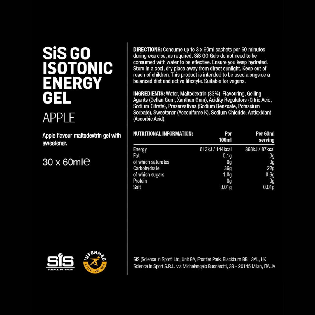 SIS Isotonic Gels 30x60ml Apple