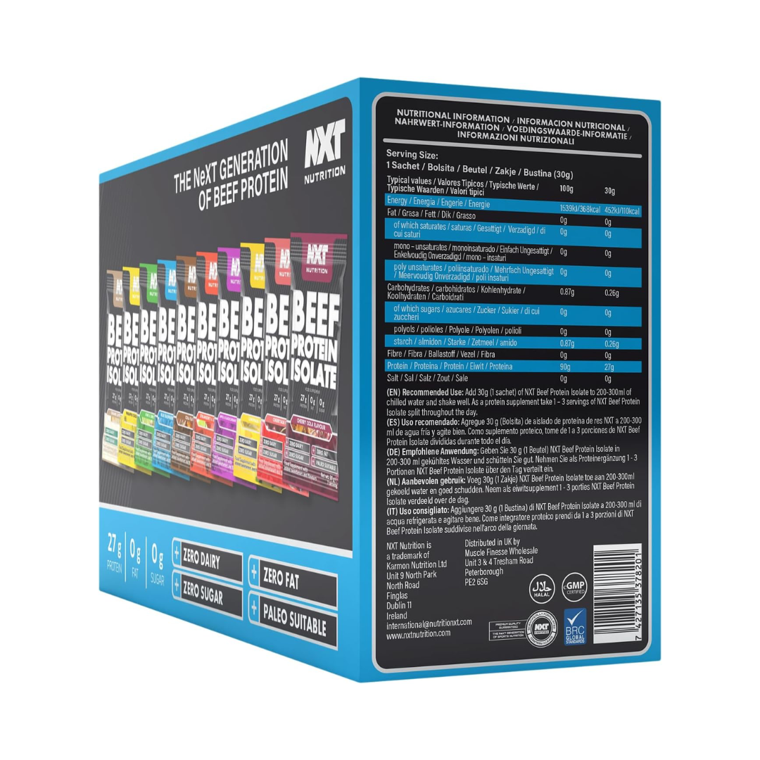 NXT Nutrition Beef Protein Isolate 20 Sachets Mixed Selection Box
