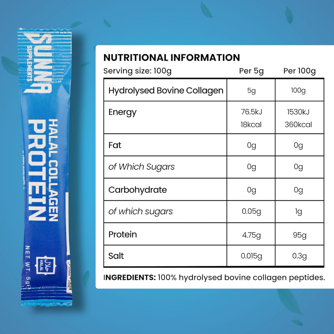 Sunna Supplements Halal Collagen Protein Sachets 15x5g Unflavoured