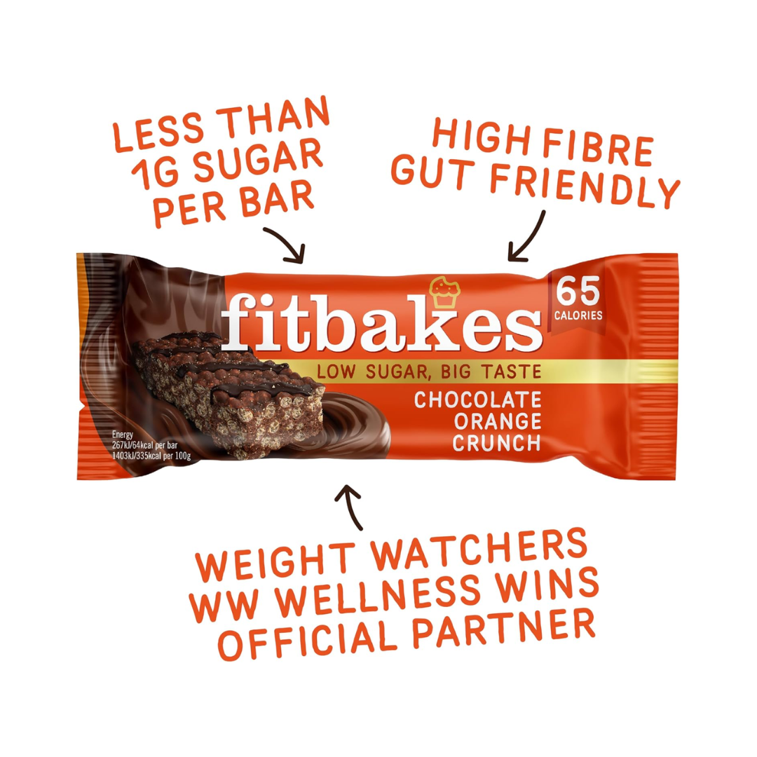 Fitbakes Crunch Bar 12x19g Choc Orange