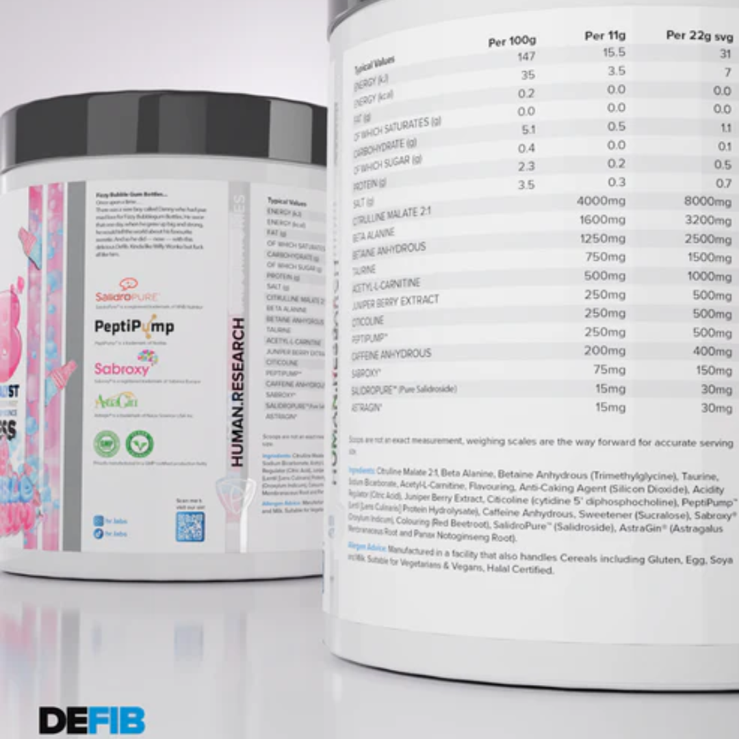 HR Labs DEFIB 440g Fizzy Bubblegum Bottles