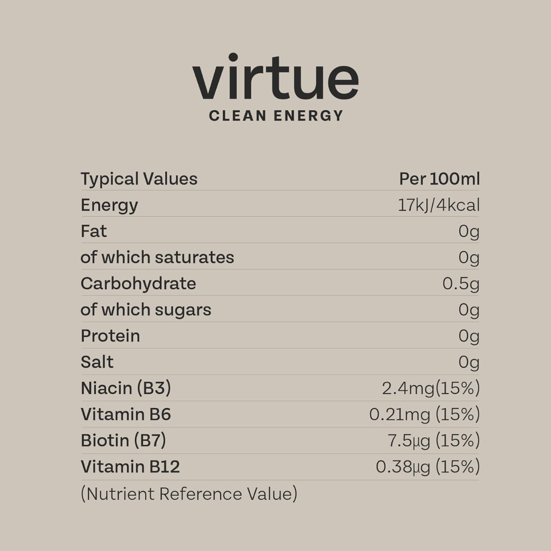 Virtue Clean Energy Yerba Mate 12x250ml Peach and Raspberry