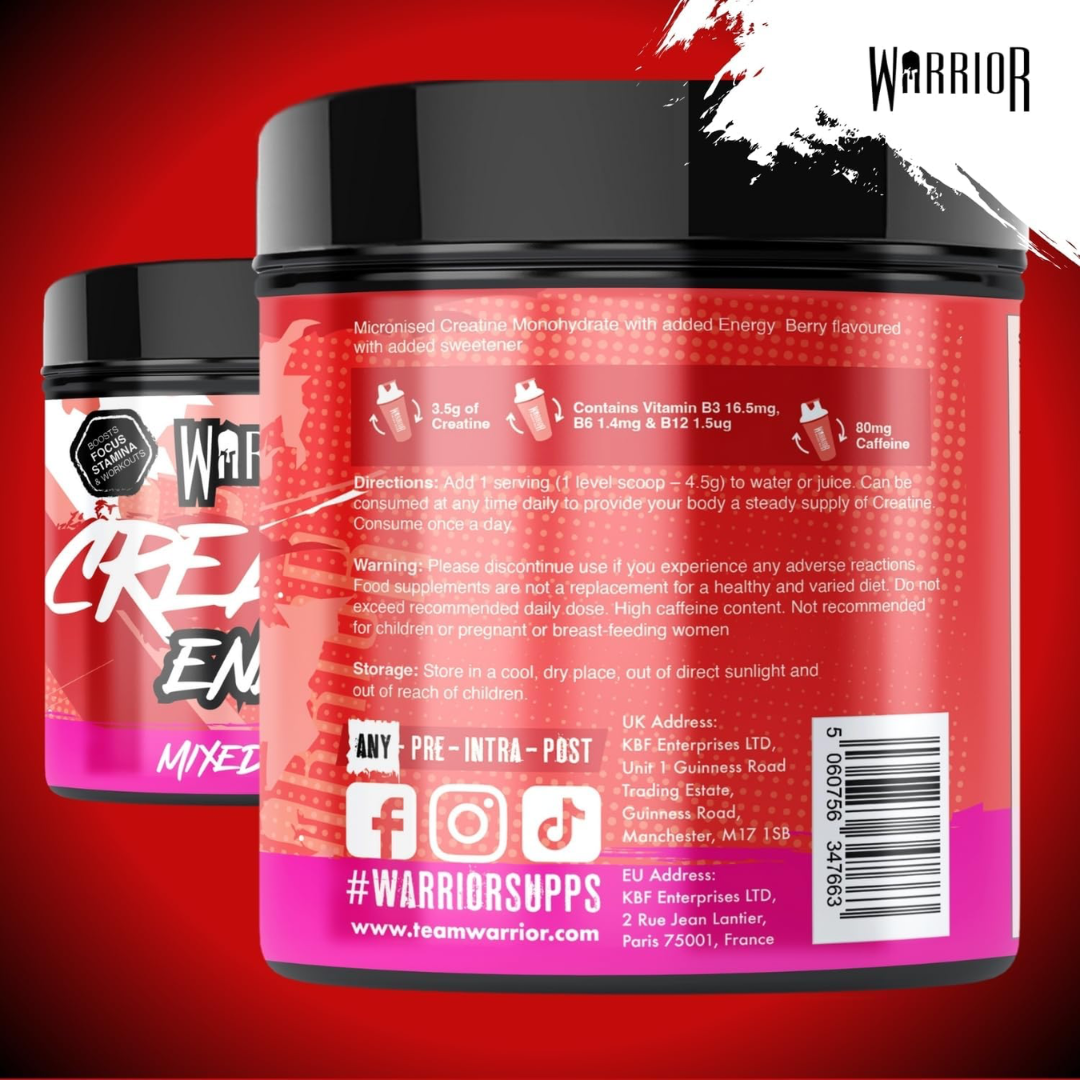 Warrior Creatine Plus Energy 360g Mixed Berry