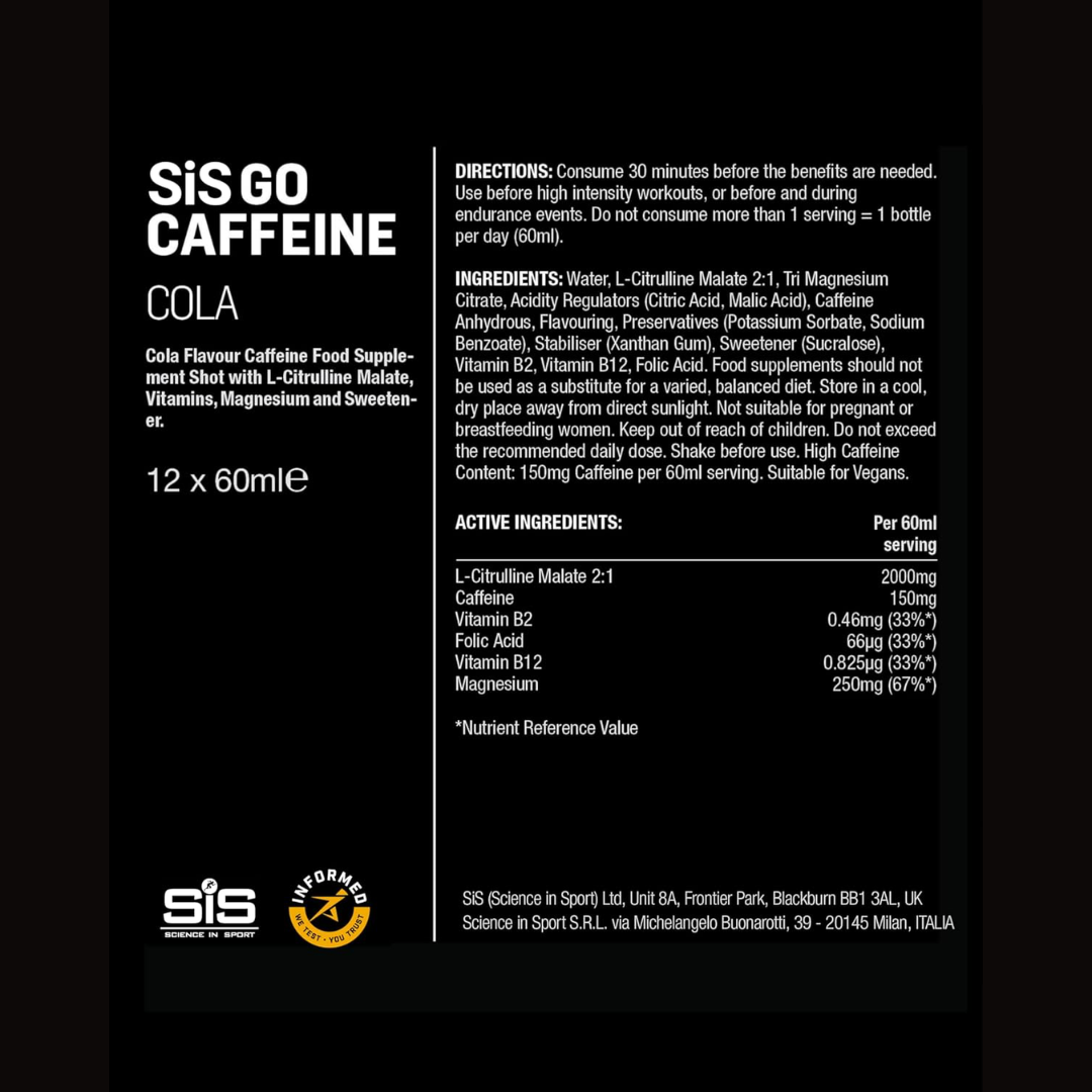 SIS (Science In Sport) Shot Go Caff 12x60ml Cola