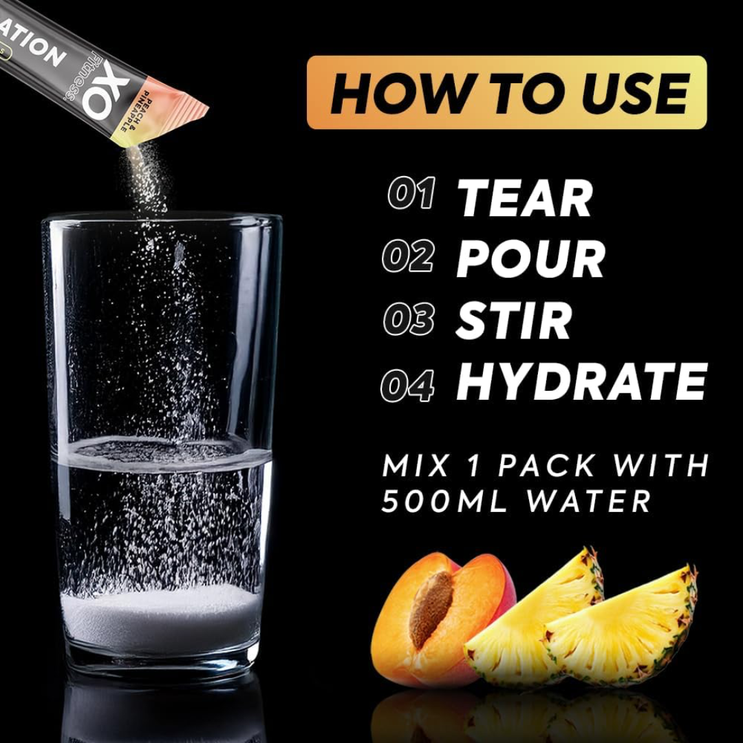 XO Fitness Hydration Sachet 28x6g Peach & Pineapple