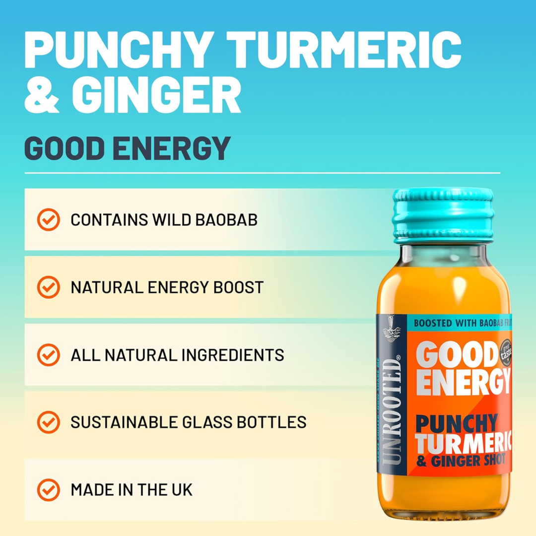 UNROOTED Drinks Health Shot 12x60ml Good Energy - Punchy Turmeric & Ginger