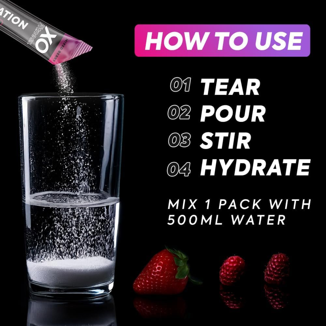 XO Fitness Hydration Sachet 28x6g Mixed Berry