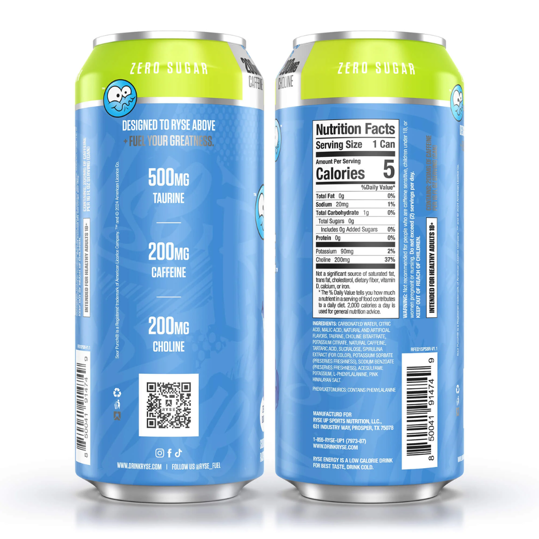 RYSE Fuel Energy 12x473ml Sour Punch Blue Raspberry