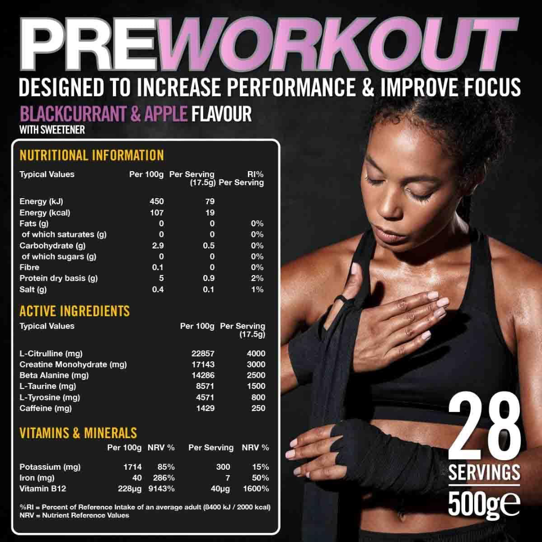 VOW Nutrition Pre Workout 500g Blackcurrant & Apple
