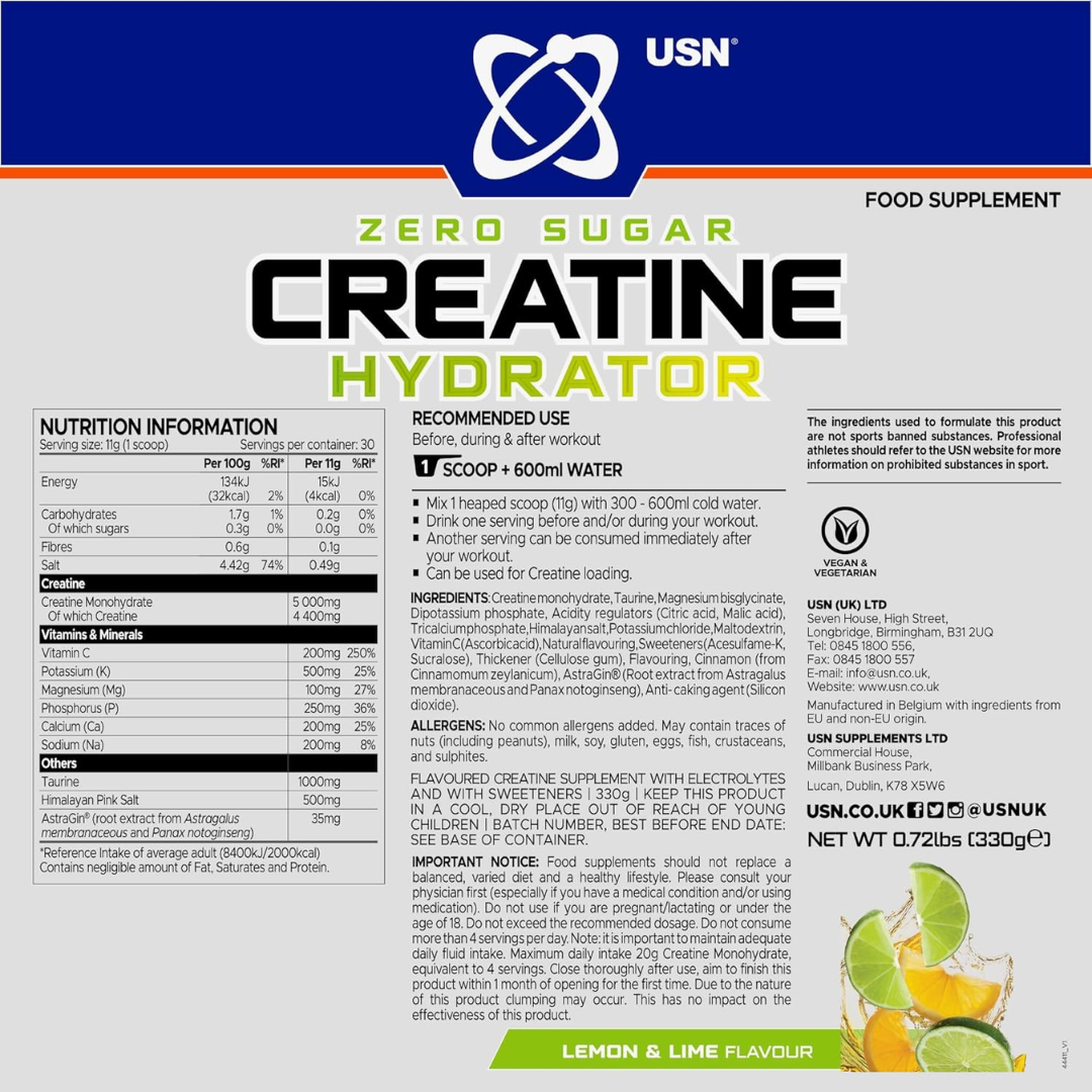 USN Creatine Hydrator 330g Lemon & Lime