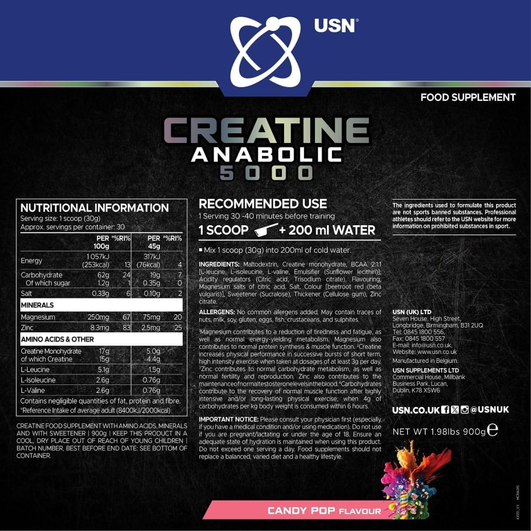 USN Creatine Anabolic 5000 900g Candy Pop