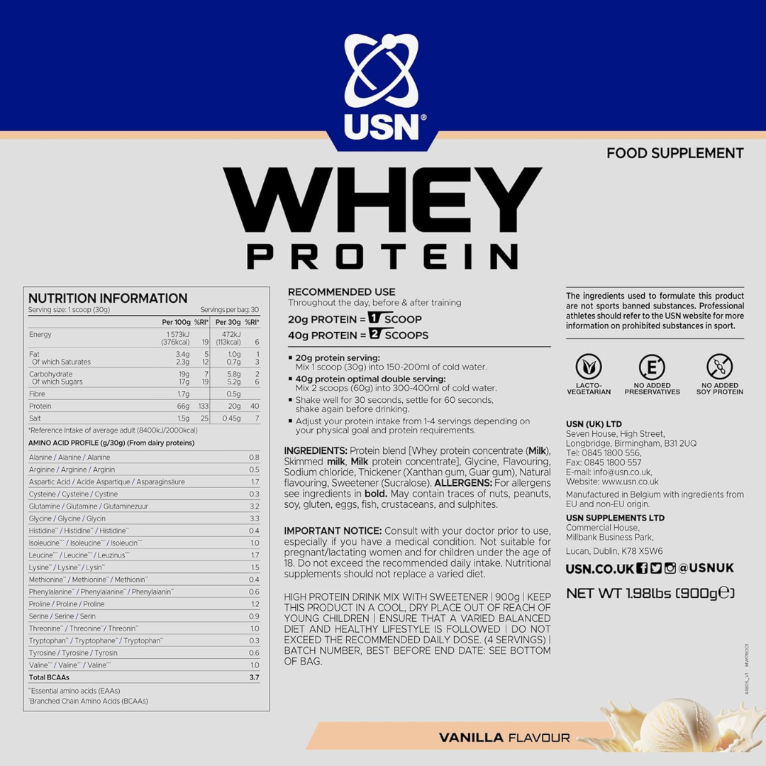 USN Whey Protein Bag 900g Vanilla
